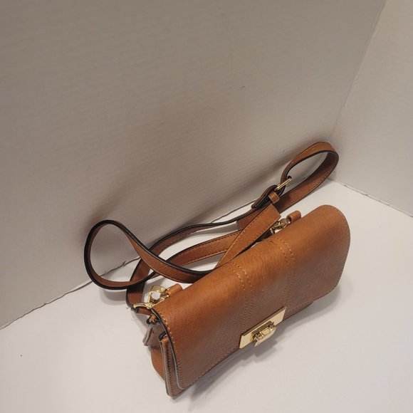 Small Brown Faux Leather Crossbody Shoulder Purse Bag Wallet W Belt Loop - Picture 6 of 10